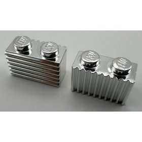   2877 | Chrome Silver Brick, Modified 1 x 2 with Grille | Custom Chromed by Bubul