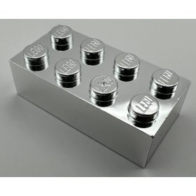 3001 | Chrome Silver Brick 2 x 4 | Custom Chromed by Bubul