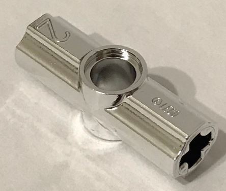 32034 | Chrome Silver Technic, Axle and Pin Connector Angled #2 - 180 degrees | Custom Chromed by BUBUL