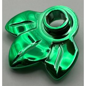  32607 |  Chrome Green Plant Plate, Round 1 x 1 with 3 Layered Leaves or 5971 | Custom Chromed by BUBUL