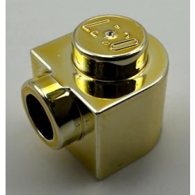   3386 Chrome Gold Brick, Round 1 x 1 x 2/3 Half Circle Extended with Stud on Side Custom Chromed by BUBUL