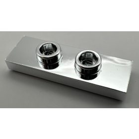   34103 Chrome Silver Plate, Modified 1 x 3 with 2 Studs (Double Jumper)  Custom Chromed by BUBUL