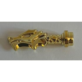   36017 Chrome Gold Minifigure, Weapon Sword Hilt with Dragon Head Custom Chromed by BUBUL