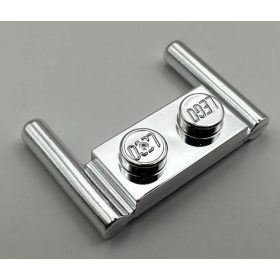   3839 Chrome Silver Plate, Modified 1 x 2 with Handles - Flat Ends, Low Attachment Part:3839b Custom chromed by Bubul