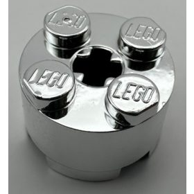   3941 | Chrome Silver Brick, Round 2 x 2  | Custom Chromed by Bubul