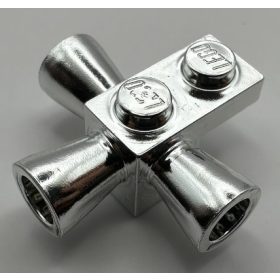   3963 Chrome Silver Brick, Modified 1 x 1 with 3 Loudspeakers / Space Positioning Rockets  Custom Chromed by Bubul