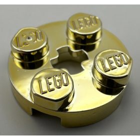   4032 Chrome Gold Plate, Round 2 x 2 with Axle Hole Custom Chromed by BUBUL