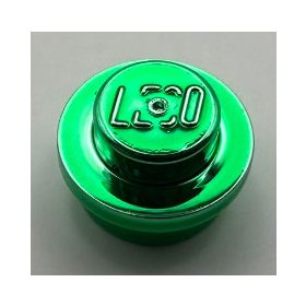   4073, 6141 | Chrome Green Plate, Round 1 x 1 Straight Side | Custom Chromed by Bubul