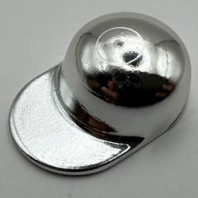   4485 Chrome Silver Minifig, Headgear Cap - Short Curved Bill   4485b or 4485 or 86035 chromed by Bubul