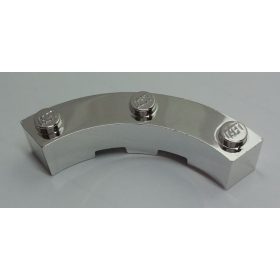   Chrome Silver Brick, Round Corner 4 x 4 Macaroni Wide with 3 Studs  Part: 48092 Custom chromed by Bubul