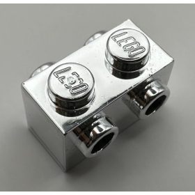   52107 Chrome silver Brick, Modified 1 x 2 with Studs on Sides Custom Chromed by BUBUL