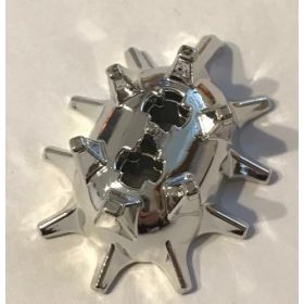   54177 Chrome Silver Minifigure, Weapon Spiked Ball Half with 2 Axle Holes Custom Chromed by Bubul