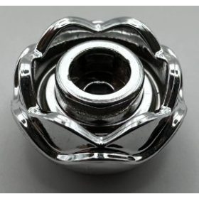   5904 | Chrome Silver Plant Flower Round with 2 Layers (Peony Rose) with Open Stud and Small Pin Hole |  Custom Chromed by BUBUL