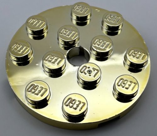 60474 Chrome Gold Plate, Round 4 x 4 with Hole Custom Chromed by BUBUL