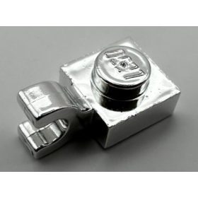   61252, 6019 | Chrome Silver Plate, Modified 1 x 1 with Clip Horizontal (thick open O clip) | Custom Chromed by BUBUL