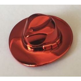   Chrome-RED Minifig, Headgear Hat, Wide Brim Outback Style (Fedora)  part 61506 Custom Chromed by BUBUL