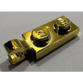   63868 Chrome Gold Plate, Modified 1 x 2 with Clip Horizontal on End  Custom Chromed by BUBUL