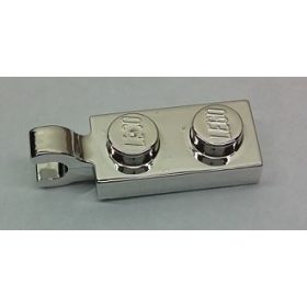   63868 Chrome Silver Plate, Modified 1 x 2 with Clip Horizontal on End  Custom Chromed by BUBUL