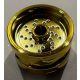 66727 Chrome Gold Wheel 18mm D. x 12mm with Pin Hole and Stud, Dotted Brake Rotor Lines Custom Chromed by BUBUL