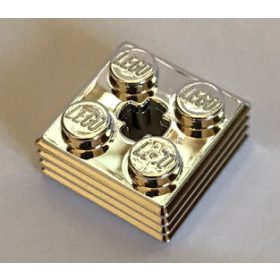   71752 Chrome Silver Brick, Modified 2 x 2 x 2/3 Ribbed with Axle Hole Custom chromed by Bubul