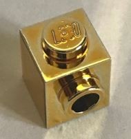 87087 | Chrome Gold Brick, Modified 1 x 1 with Stud on 1 Side | Custom Chromed by Bubul