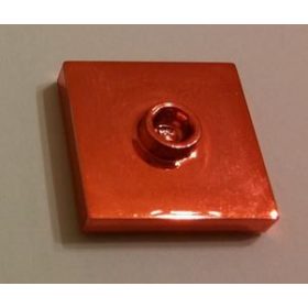   87580 Chrome-RED Plate, Modified 2 x 2 with Groove and 1 Stud in Center (Jumper)  part 87580  or 23893 Custom chromed by BUBUL