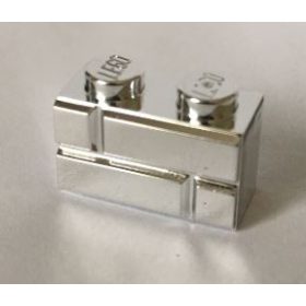   Chrome Silver Brick, Modified 1 x 2 with Masonry Profile (Brick Profile)  98283 Custom chromed by Bubul