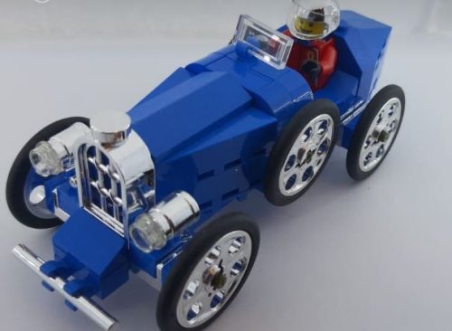 Blue Bugatti Buildable Set with Chromed parts