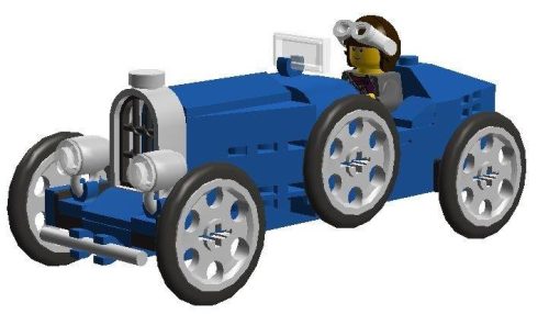 Blue Bugatti Buildable Set with Chromed parts